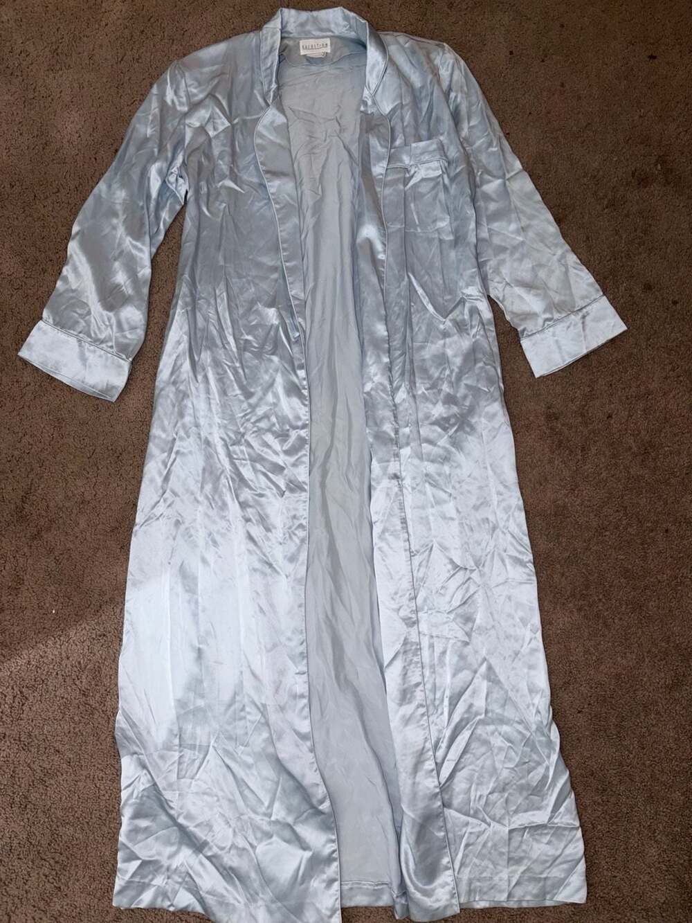 Nordstrom Vintage 100% Pure Silk Light Blue Long Robe Duster